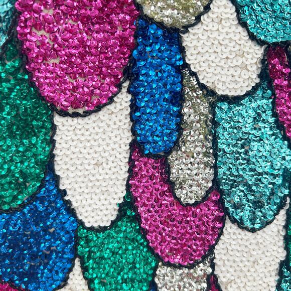 NWT The Broadway Deadstock Vintage 1960s Disco 100% Wool Fish Scale Sequin Top M - Picture 7 of 8